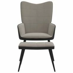 VidaXL Chaise de relaxation avec repose-pied Gris clair Velours et PVC -Fauteuils Soldes image 5 327820