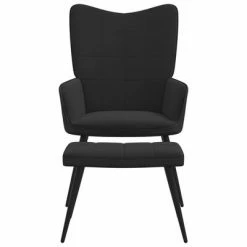 VidaXL Chaise de relaxation avec repose-pied Noir Velours et PVC -Fauteuils Soldes image 5 327826