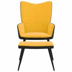 VidaXL Chaise de détente et repose-pied Jaune moutarde Velours et PVC -Fauteuils Soldes image 5 327827