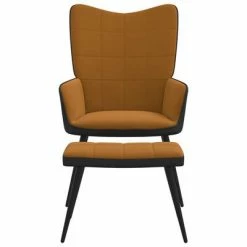 VidaXL Chaise de relaxation avec repose-pied Marron Velours et PVC -Fauteuils Soldes image 5 327828