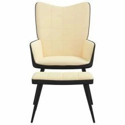 VidaXL Chaise de relaxation et repose-pied Blanc crème Velours et PVC 12 VidaXL Chaise de relaxation et repose-pied Blanc crème Velours et PVC -Fauteuils Soldes image 5 327829