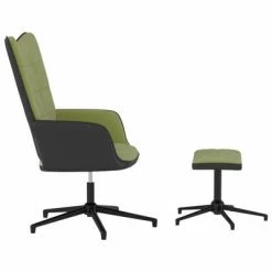 VidaXL Chaise de relaxation avec repose-pied Vert clair Velours et PVC -Fauteuils Soldes image 5 327845