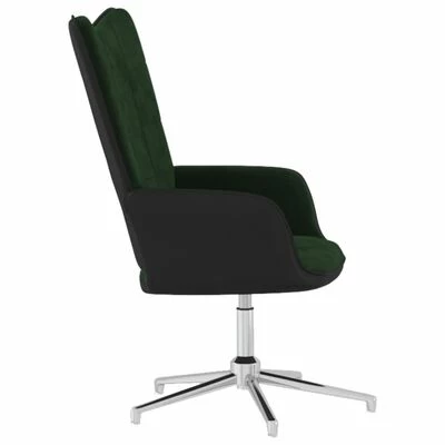 VidaXL Chaise de relaxation Vert foncé Velours et PVC 7 VidaXL Chaise de relaxation Vert foncé Velours et PVC – Image 5