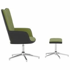 VidaXL Chaise de relaxation avec repose-pied Vert clair Velours et PVC 12 VidaXL Chaise de relaxation avec repose-pied Vert clair Velours et PVC -Fauteuils Soldes image 5 327867