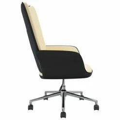 VidaXL Chaise de relaxation Blanc crème Velours et PVC -Fauteuils Soldes image 5 327906