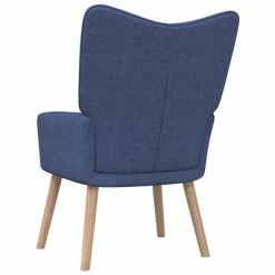 VidaXL Chaise de relaxation avec tabouret Bleu Tissu -Fauteuils Soldes image 5 327934