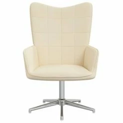 VidaXL Chaise de relaxation avec tabouret Crème Tissu -Fauteuils Soldes image 5 327998