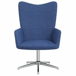 VidaXL Chaise de relaxation avec tabouret Bleu Tissu -Fauteuils Soldes image 5 328000