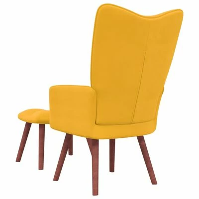 VidaXL Chaise de relaxation avec repose-pied Jaune moutarde Velours 7 VidaXL Chaise de relaxation avec repose-pied Jaune moutarde Velours – Image 5