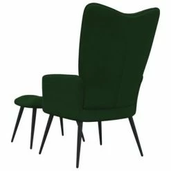 VidaXL Chaise de relaxation avec repose-pied Vert foncé Velours -Fauteuils Soldes image 5 328086