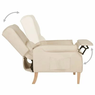 VidaXL Fauteuil inclinable Crème Tissu 7 VidaXL Fauteuil inclinable Crème Tissu – Image 5