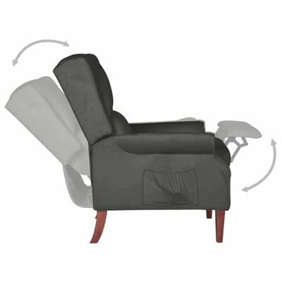 VidaXL Fauteuil inclinable Gris foncé Velours 7 VidaXL Fauteuil inclinable Gris foncé Velours – Image 5