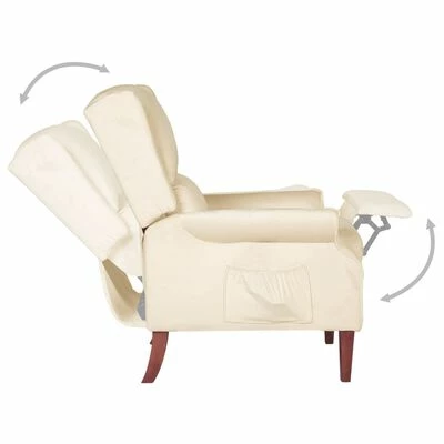 VidaXL Fauteuil inclinable Crème Velours 7 VidaXL Fauteuil inclinable Crème Velours – Image 5