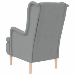 VidaXL Fauteuil avec pieds en bois d'hévéa solide Gris clair Tissu -Fauteuils Soldes image 5 329384