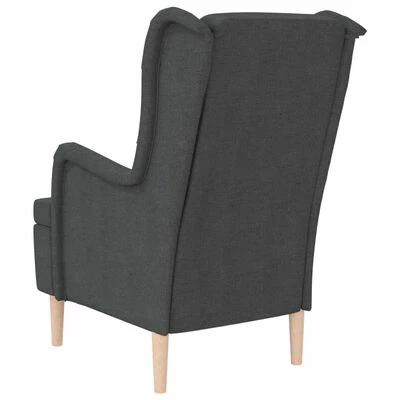 VidaXL Fauteuil avec pieds en bois d'hévéa solide Gris foncé Tissu 7 VidaXL Fauteuil avec pieds en bois d'hévéa solide Gris foncé Tissu – Image 5