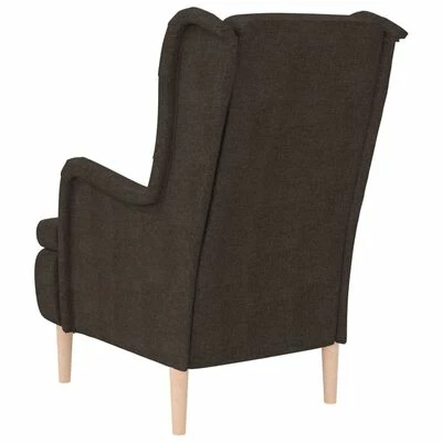 VidaXL Fauteuil avec pieds en bois d'hévéa solide Marron foncé Tissu 7 VidaXL Fauteuil avec pieds en bois d'hévéa solide Marron foncé Tissu – Image 5