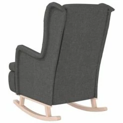 VidaXL Fauteuil avec pieds à bascule en bois d'hévéa Gris foncé Tissu -Fauteuils Soldes image 5 329406
