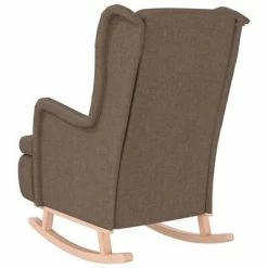 VidaXL Fauteuil avec pieds à bascule en bois d'hévéa Taupe Tissu -Fauteuils Soldes image 5 329413