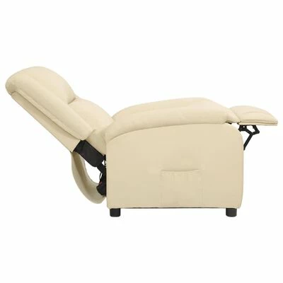 VidaXL Fauteuil inclinable Crème Cuir véritable 7 VidaXL Fauteuil inclinable Crème Cuir véritable – Image 5