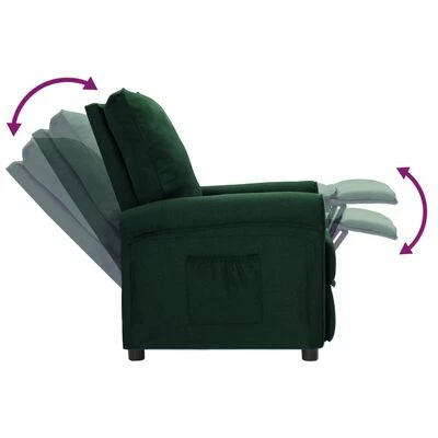 VidaXL Fauteuil inclinable Vert foncé Tissu 7 VidaXL Fauteuil inclinable Vert foncé Tissu – Image 5
