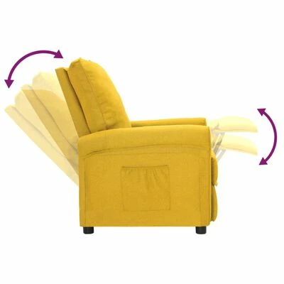 VidaXL Fauteuil inclinable Jaune Tissu 7 VidaXL Fauteuil inclinable Jaune Tissu – Image 5