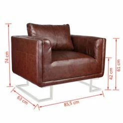 VidaXL Fauteuil cube avec pieds chromés Marron Similicuir -Fauteuils Soldes image 6 240896