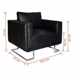 VidaXL Fauteuil cube avec pieds chromés Noir Similicuir -Fauteuils Soldes image 6 241004