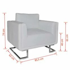 VidaXL Fauteuil cube avec pieds chromés Blanc Similicuir 13 VidaXL Fauteuil cube avec pieds chromés Blanc Similicuir -Fauteuils Soldes image 6 241005