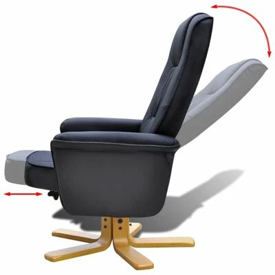 VidaXL Fauteuil avec repose-pied Noir Similicuir 8 VidaXL Fauteuil avec repose-pied Noir Similicuir – Image 6