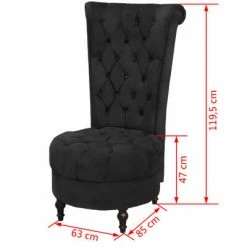 VidaXL Chaise de canapé avec dossier haut Noir Tissu -Fauteuils Soldes image 6 243182