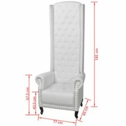 VidaXL Chaise à dossier haut Blanc Similicuir -Fauteuils Soldes image 6 243591