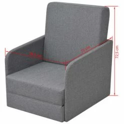 VidaXL Fauteuil convertible Gris clair Tissu -Fauteuils Soldes image 6 243648