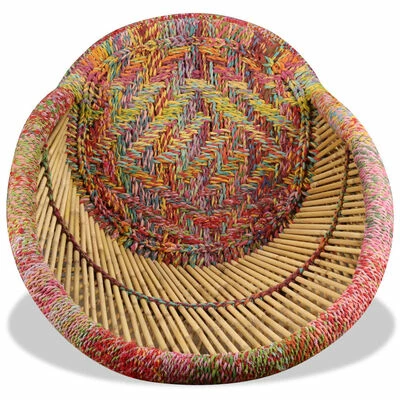 VidaXL Chaise en bambou avec détails chindi 8 VidaXL Chaise en bambou avec détails chindi – Image 6