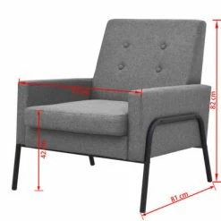 VidaXL Fauteuil Gris clair Acier et tissu 13 VidaXL Fauteuil Gris clair Acier et tissu -Fauteuils Soldes image 6 245522