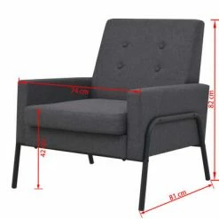 VidaXL Fauteuil Gris foncé Acier et tissu 13 VidaXL Fauteuil Gris foncé Acier et tissu -Fauteuils Soldes image 6 245523