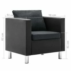 VidaXL Fauteuil Noir et gris foncé Similicuir 13 VidaXL Fauteuil Noir et gris foncé Similicuir -Fauteuils Soldes image 6 247167