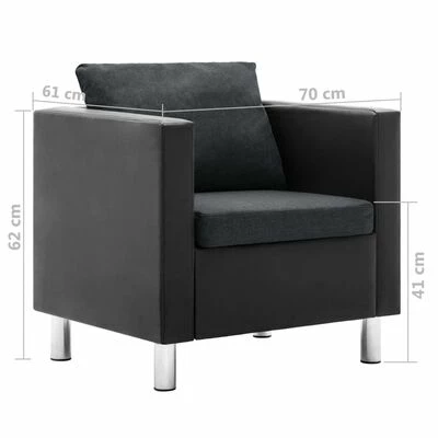 VidaXL Fauteuil Noir et gris foncé Similicuir 8 VidaXL Fauteuil Noir et gris foncé Similicuir – Image 6