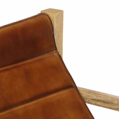 VidaXL Fauteuil de relaxation Marron Cuir véritable 8 VidaXL Fauteuil de relaxation Marron Cuir véritable – Image 6