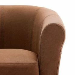 VidaXL Fauteuil et tabouret Marron Tissu -Fauteuils Soldes image 6 248033