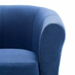 VidaXL Fauteuil et tabouret Bleu Tissu -Fauteuils Soldes image 6 248036