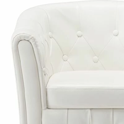 VidaXL Fauteuil avec repose-pied Blanc Similicuir 8 VidaXL Fauteuil avec repose-pied Blanc Similicuir – Image 6