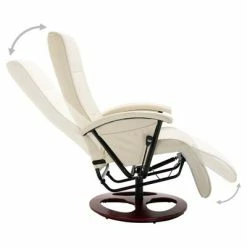 VidaXL Fauteuil TV pivotant Crème Similicuir -Fauteuils Soldes image 6 248452