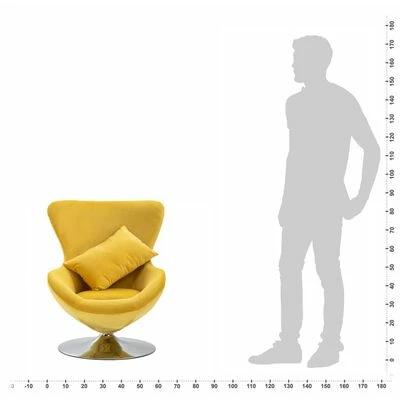 VidaXL Fauteuil pivotant en forme d’œuf avec coussin Jaune Velours 8 VidaXL Fauteuil pivotant en forme d’œuf avec coussin Jaune Velours – Image 6