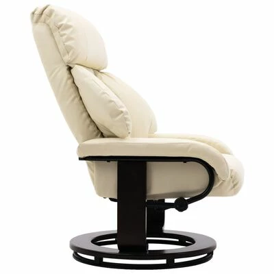 VidaXL Fauteuil TV avec repose-pied Blanc crème Similicuir 8 VidaXL Fauteuil TV avec repose-pied Blanc crème Similicuir – Image 6