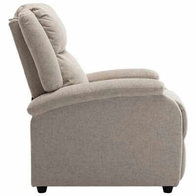 VidaXL Fauteuil inclinable TV Crème Tissu 8 VidaXL Fauteuil inclinable TV Crème Tissu – Image 6