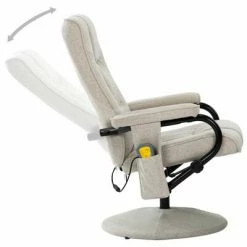 VidaXL Fauteuil de massage avec repose-pied Crème Tissu -Fauteuils Soldes image 6 249314