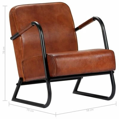 VidaXL Fauteuil de repos Marron Cuir véritable 8 VidaXL Fauteuil de repos Marron Cuir véritable – Image 6