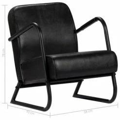 VidaXL Fauteuil de repos Noir Cuir véritable -Fauteuils Soldes image 6 282902