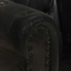 VidaXL Fauteuil Chesterfield Noir Cuir véritable -Fauteuils Soldes image 6 283756