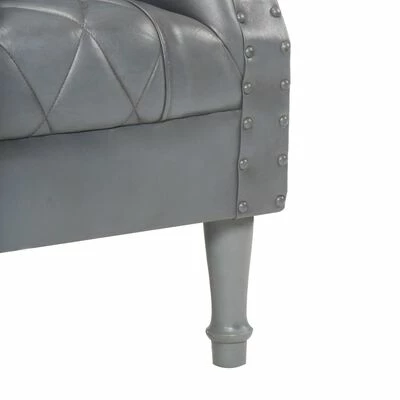 VidaXL Fauteuil Gris Cuir véritable de chèvre 8 VidaXL Fauteuil Gris Cuir véritable de chèvre – Image 6
